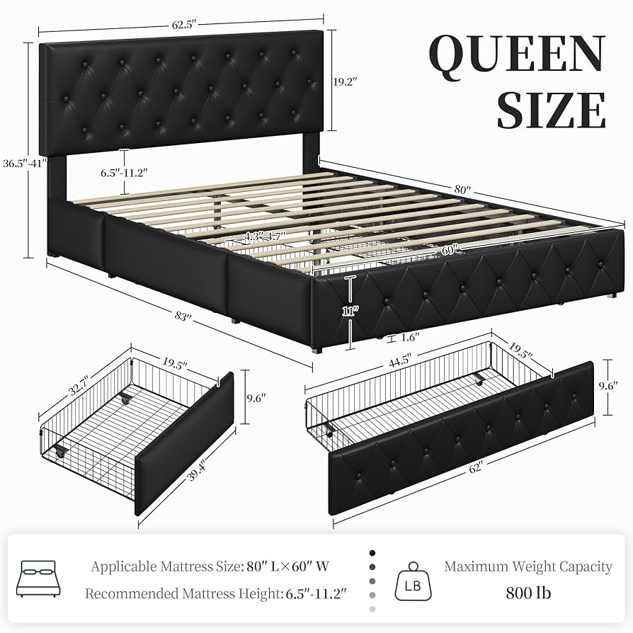 AYHB♡F Amazon.com: Yaheetech Queen Bed Frame Upholstered Bed Frame